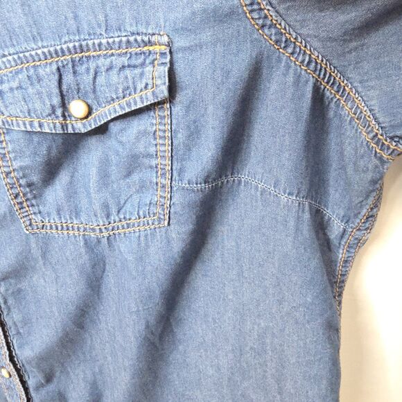 Seven for All Mankind Womens Denim Shirt Embellished Long Slv Snap Front 22/24 - Picture 10 of 15